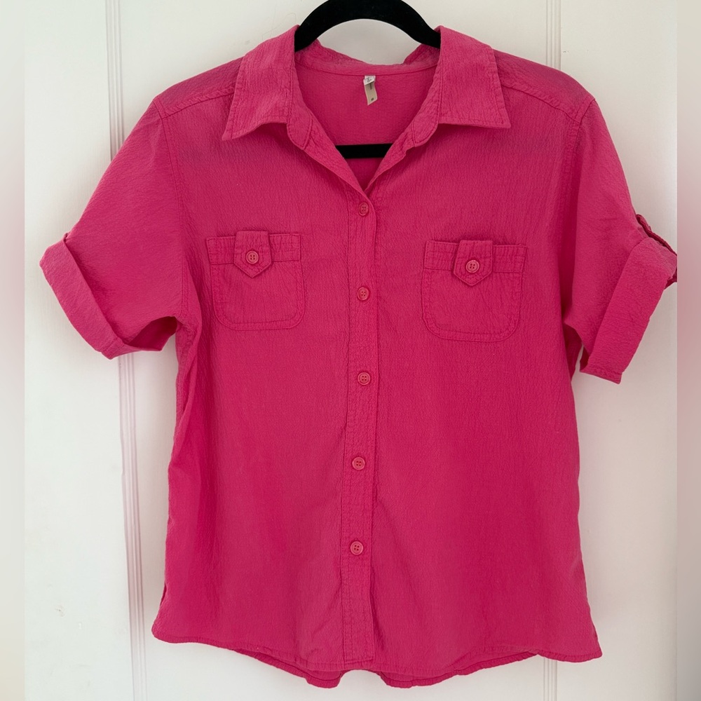 Bright pink cotton shirt